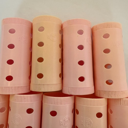 Vintage Wilhold MAGNETROLLEN 1-1/8" 14-TEILIGES SET ROSA KUNSTSTOFF NASSHAAR LOCKENWICKLER USA - Bild 9 von 14