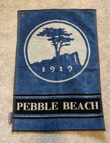 Pebble Beach 1919 Golf Bag Blue Towel Monterey Pine Tree Christopher Hatton - Picture 1 of 4