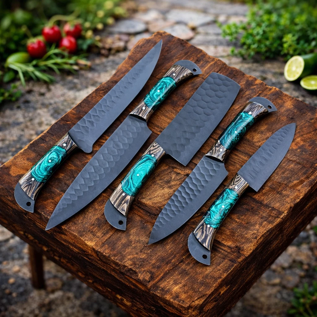 HANDMADE DAMASCUS KITCHEN/CHEF KNIFE SET WITH LEATHER BAG 05 PC'S SET BW 1064-
Opens in a new window
