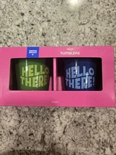 Tabitha Brown 2 METAL TUMBLERS Hello There Blue Green Cups TARGET, New In Box