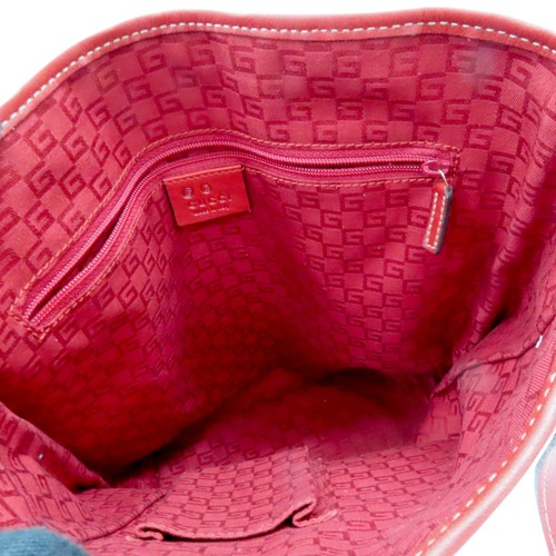 GUCCI Heart Tatto Tote Bag Red Leather White Canvas - Picture 5 of 19