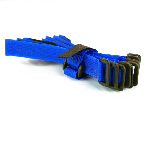 10 x Klettkabelbinder Klett Kabelbinder Klettband 20 cm, Blau mit PVC Öse