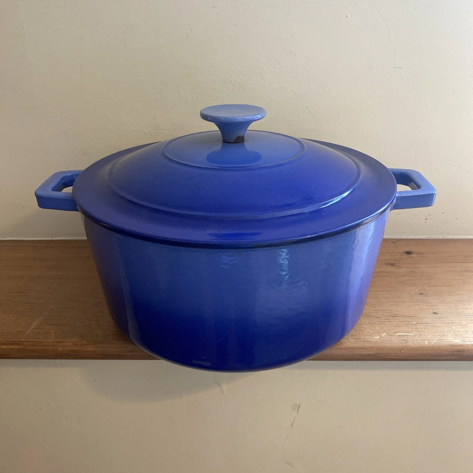 Vintage #25 Dutch Oven Blue 5.5 Qt with Lid Stockpot Cast Iron Ceramic Enamel
