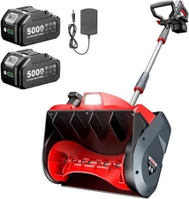 Cordless Snow Blower, Electric Snow Shovel with Total 2 x 5.0 Ah Batteries and C