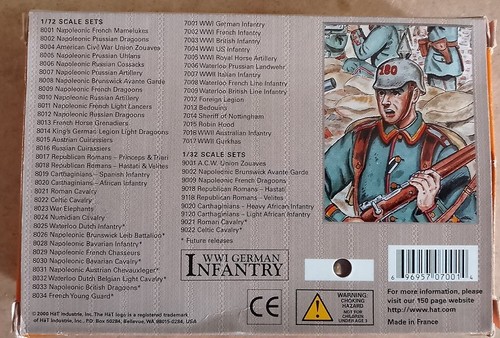 HAT 7001 WW 1 German Infantry 1/72 scale pre 1916 NEW sealed contents. - Picture 2 of 3