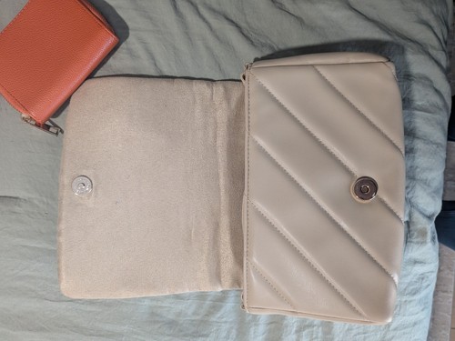 H&M Cream Crossbody Bag With Orange A New Day Wallet Quilted Puff Design  - Picture 7 of 10