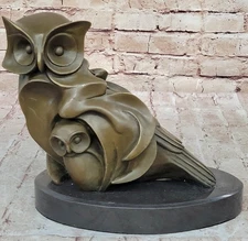 CUBIST STYLISED LARGE BRONZE OWL HOT CAST STATUE ART DECO BIRD FIGURE ARTS SALE