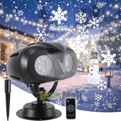 Christmas Snowflake Projector Outdoor LED Moving Snowfall Laser Light Landscape