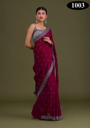 Vichitra Silk Saree- Ethnic Wear for Women- 1003 - Picture 4 of 10