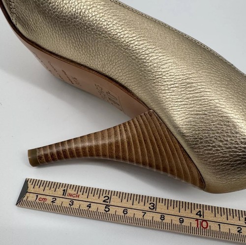 Sergio Rossi Rhinestone Leather Pointed Toe Pumps Gold Sz EUR 38.5 (US 7.5) - Picture 12 of 14