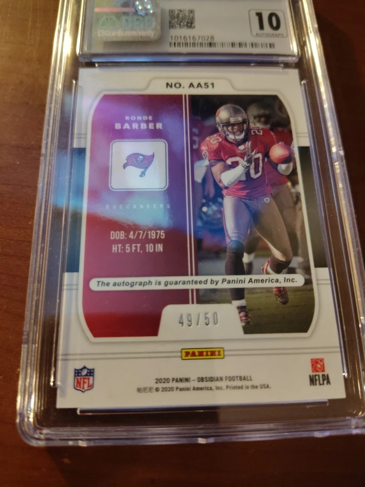 Obsidian Ronde Barber GreenEtch 2020 autógrafo Aurora #aa51/50, CSG9 automático CSG10 Foto 3 de 4