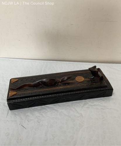 Hand Carved Lizard & Frog Bali Wood Box With 4 Sets Of Wooden Chopsticks - Bild 7 von 10