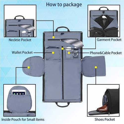 Convertible Duffle Garment Bags for Travel Mens Suit with Shoes Compartment B... - Picture 4 of 7