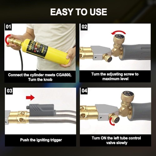 Double Heads Mapp Gas Torch Turbo with 5ft long Hose WT-10,Tips Mapp Gas Propane - Picture 5 of 8