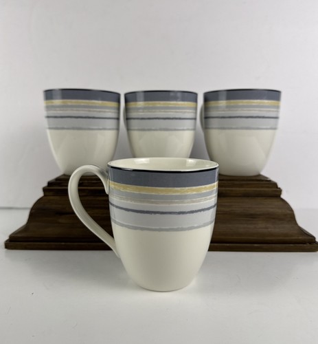 Noritake Ambience Coffee Cups Java Graphite Swirl 9313 Set Of 4 Discontinued - Picture 8 of 10
