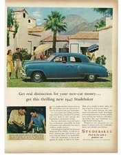 1947 Studebaker Champion Regal De Luxe Blue 4-door Sedan Print Ad