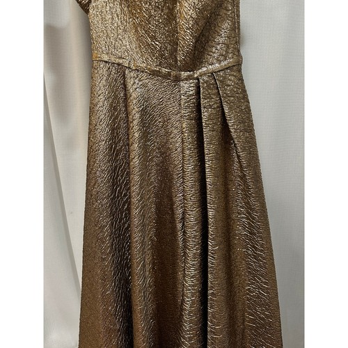 Mac Duggal Gold One Shoulder Metallic Ball Gown Antique Bronze Size 8 NWT #67297 - Picture 6 of 16