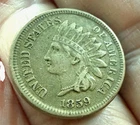 V/X Fine 1859 Indian Head Cent, Actual Coin Pictured, Full Liberty
