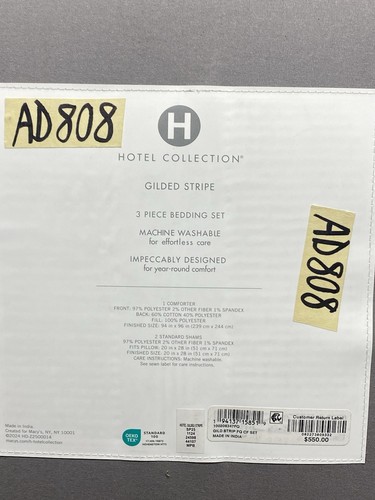 Hotel Collection Gilded Stripe Queen Comforter & Shams Set Gold New - Picture 4 of 4