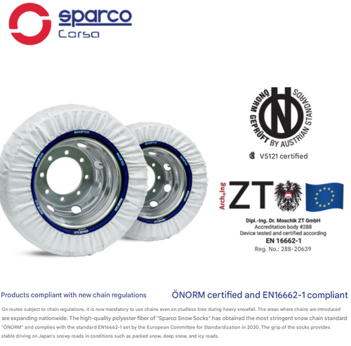 Sparco Snow Socks For Trucks Non-Metallic Tire Size (275/70R19.5) 88 sizes - Picture 2 of 5