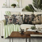 4pcs Screaming Goat Pillow Case Whimsical Retro Floral Accent Sofa Cushion Cover