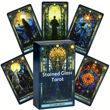 Stained Glass Tarot Deck – 78 Cards Divination Game for Family, Leisure & Gift
