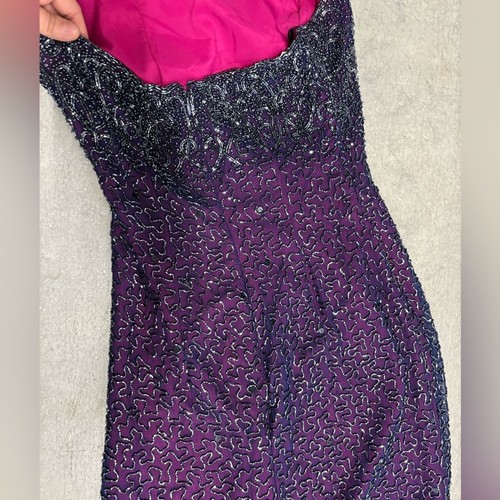 Vestido Formal Y2K Seda Cuentas Halter Púrpura/Rosa XS by Sean Collections gRUNGE - Imagen 7 de 12