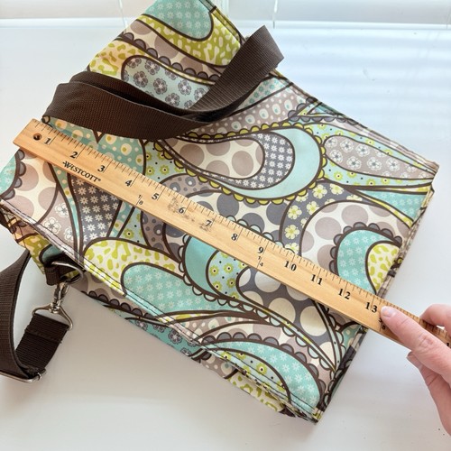 Thirty-One Large Green Paisley Picnic Lunch Bag Cooler Insulated Shoulder Strap - Picture 7 of 9