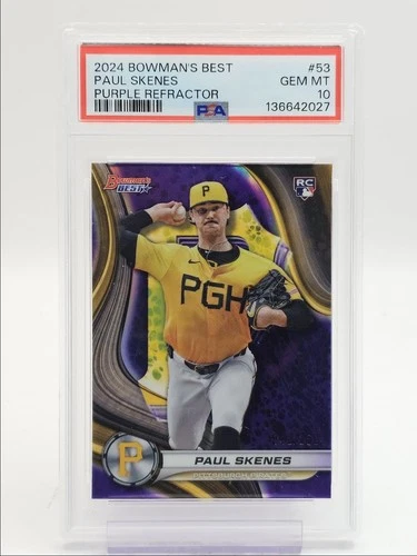 PAUL SKENES 2024 BOWMAN'S BEST ROOKIE PURPLE REFRACTOR RC /250 PSA 10 Q0902