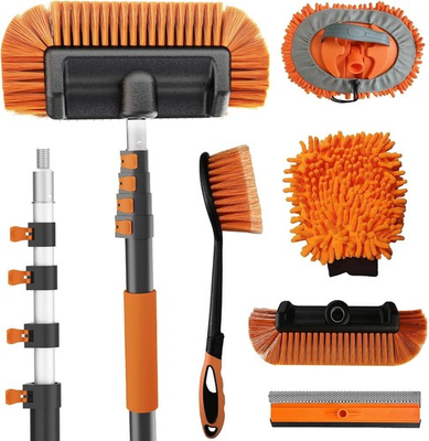 #ad 18FT Car Wash Brush Kit Extension Pole Wheel Brush Mop for RV Truck Boat $79.17
