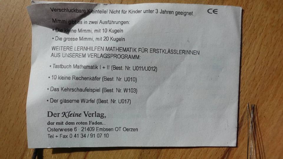 Rechenkette Rechenmaus bis 20 ( Mimmi Rechenmaus) aus Filz Holzperlen unbenutzt - Bild 3 von 4