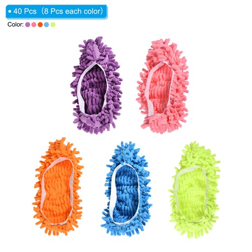 40Pcs Mop Slippers Washable Cleaning Shoes Cover Duster Chenille 5 Colors - Afbeelding 3 van 6