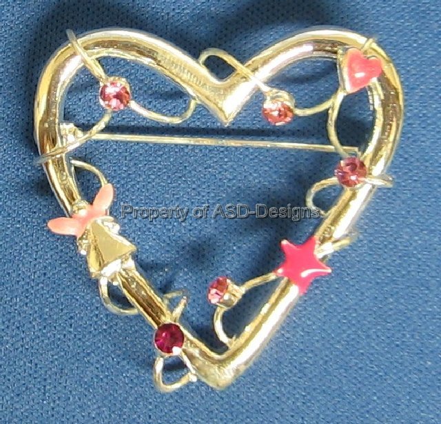 Happy Valentines Day Heart Love Stars Angel Brooch 4986 | eBay