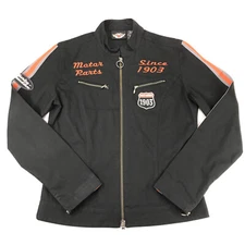 RARE Women's Harley Davidson Motor Parts 1903 Racing Black Jacket Medium