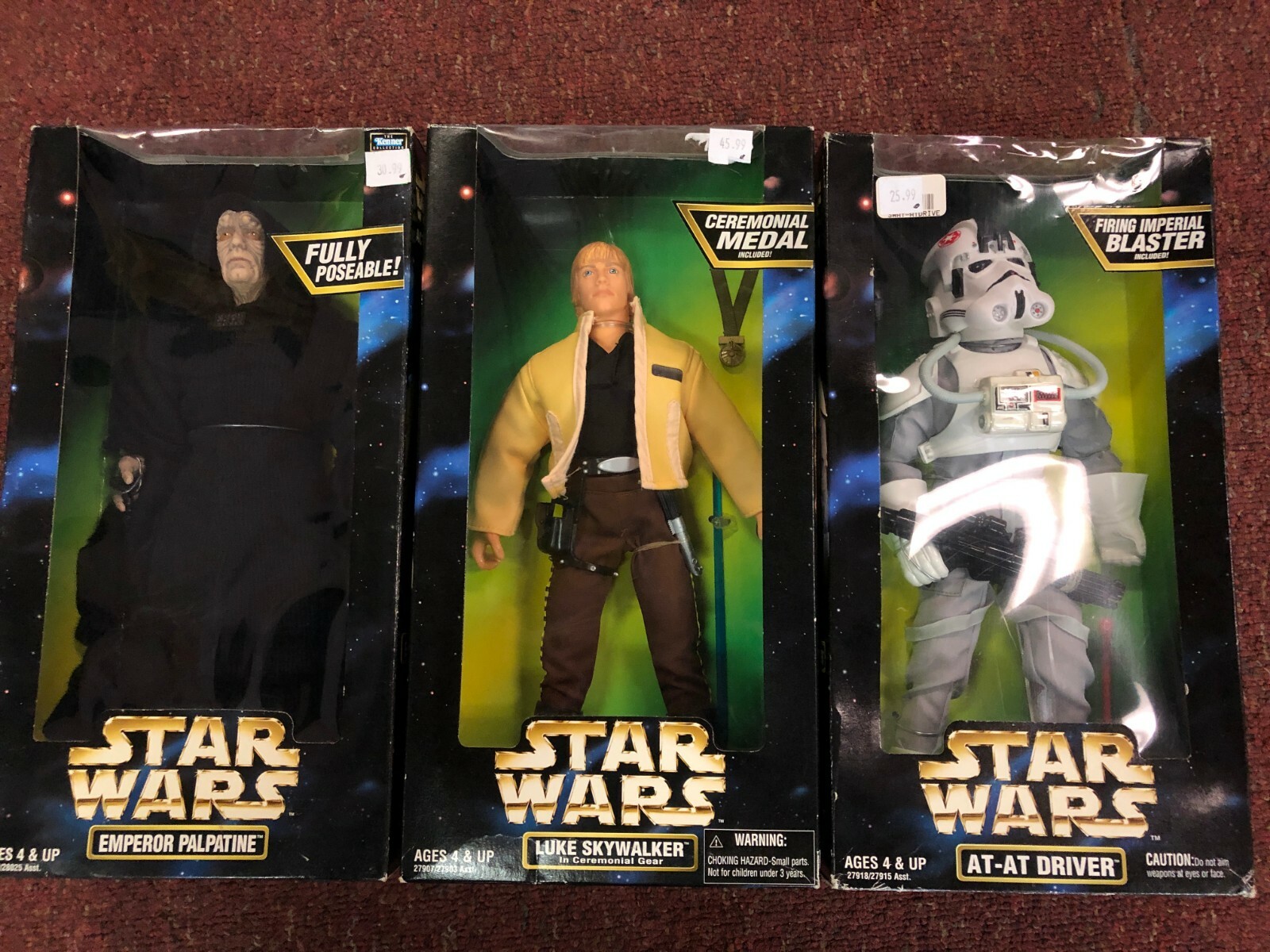 Lot of 3 Kenner Star Wars Action Collection emperor, driver , Emperor 12 New Lot of 3 Kenner Star Wars Action Collection emperor, driver , Emperor 12 New