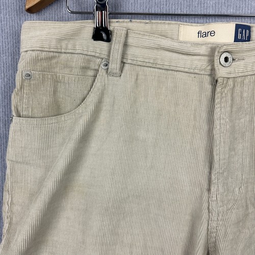 Gap Pants Womens 14 W36xL27 Beige Corduroy Flare Wide Leg Stretch - Picture 2 of 9
