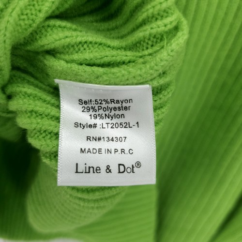 LINE + DOT Neon Green Adler Ribbed Sweater Pullover Balloon Sleeve LARGE - Picture 9 of 10