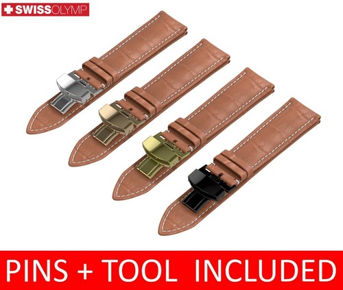 Correa de reloj marrón claro para ACCURIST correa de cuero genuino para pasadores de cierre de hebilla - Imagen 2 de 12