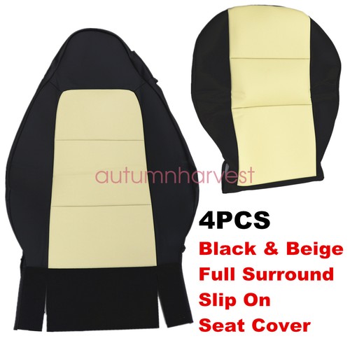 For 1996-2002 BMW Z3 Roadster Driver + Passenger Leather Seat Covers Black/Beige - Picture 5 of 12