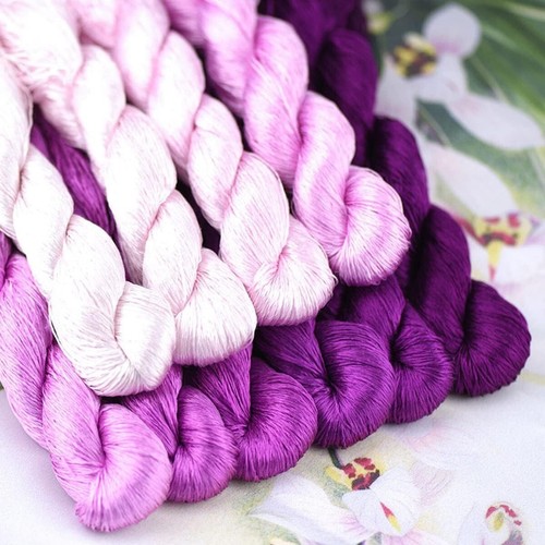 Natural 100% Silk Thread Set - 1200 Yards in 10 Vibrant Colors for Embroidery - Picture 4 of 8