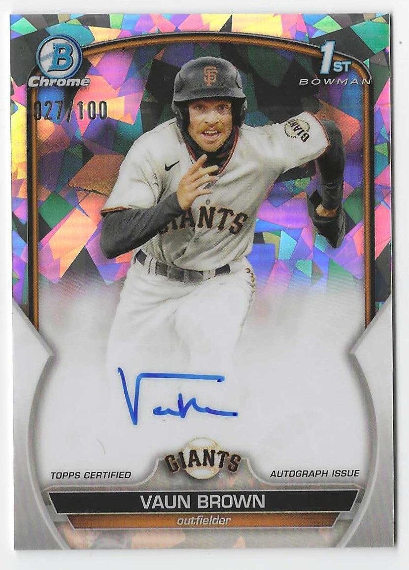2023 BOWMAN CHROME PROSPECT VAUN BROWN 1ST BOWMAN ATOMIC REFRACTOR AUTO /100