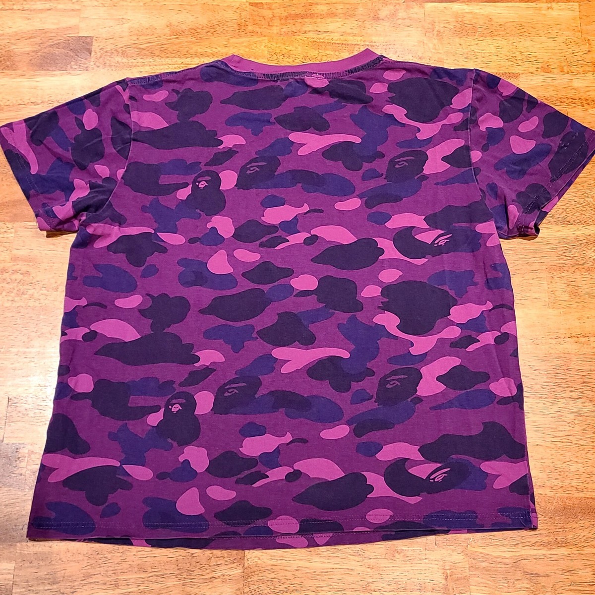 A BATHING APE BAPE PUPPLE CAMO バスケシャツ 紫 Bathing Ape Bape Purple Camo College T-Shirt - Size XL