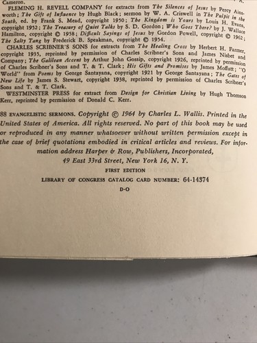 88 Evangelist Sermons Charles L Wallis 1964 HC / DJ - Imagen 7 de 12