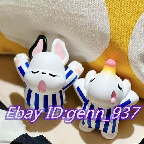 UNBOX ELFIE NIMBUS YAWN Blue Stripe Set2Pcs Soft VINYL Sofubi Figure H12CM/4.7in - Picture 2 of 4