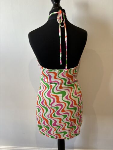 Zara Satin Dress Halter Neck Swirl Size XS Summer Short Slip Backless Dress - Picture 4 of 9
