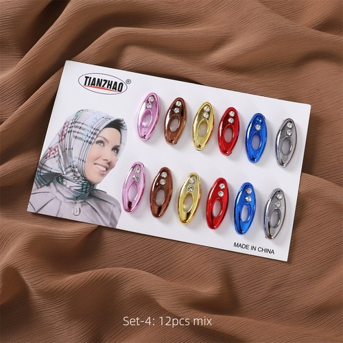 12 piezas Plástico Musulmán Hiyab Seguridad Bufanda Clip Prendedores Mujeres Broche Islam Chal Envoltura - Imagen 10 de 22