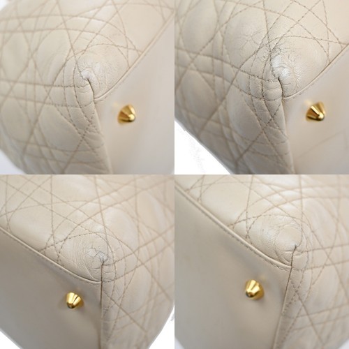CHRISTIAN DIOR Lady Cannage Tote Hand Bag Canvas Leather Beige Italy 70EF215 - Picture 7 of 16