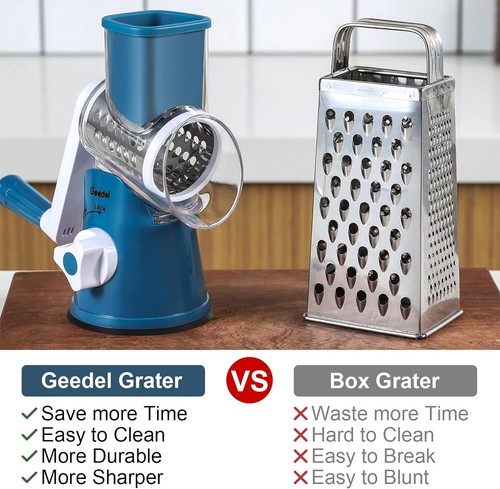 Rotary Cheese Grater w/ 3 Interchangeable Blades, Vegetable Slicer Rotary Grater - Bild 2 von 8