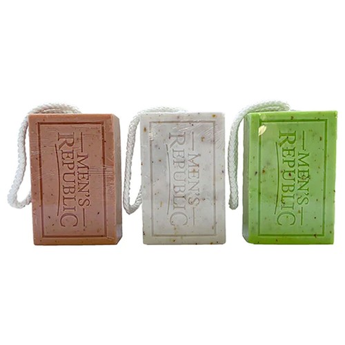 6pc Men's Republic Logo Soap-on-a-Rope Bergamot & Sandalwood Body Bar Soap - Picture 3 of 4