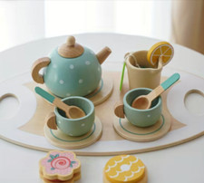 Wooden Toys for Kids, Wood Tea Set Pretend Toys for Little Girls, Tea Party